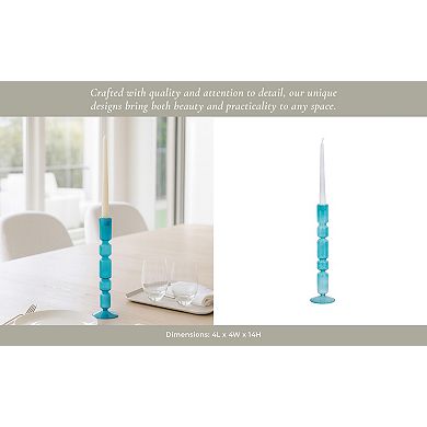 Modern Candle Holder with Stacked Sculptural Glass Base