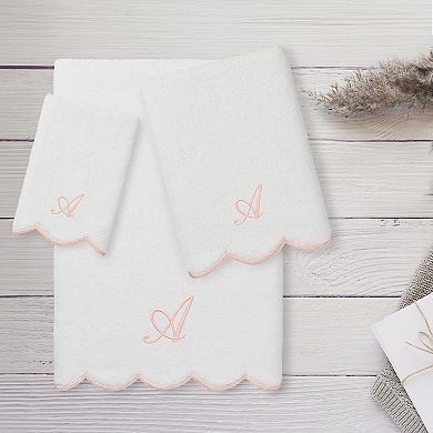 Linum Home Textiles Adornia Scallop 3-pc. Personalized Towel Set