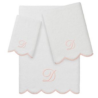 Linum Home Textiles Adornia Scallop 3 pc Personalized Towel Set
