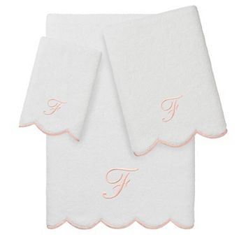 Linum Home Textiles Adornia Scallop 3 pc Personalized Towel Set
