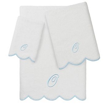 Linum Home Textiles Adornia Scallop 3 pc Personalized Towel Set