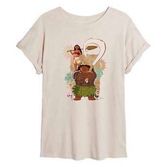 Juniors' Disney's Moana & Maui Oversized Tee