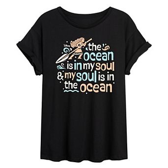 Juniors' Disney's Moana The Ocean Is In My Soul Oversized Tee