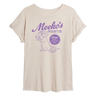 Juniors' Disney's Pocahontas Meeko's Biscuit Co. Oversized Tee