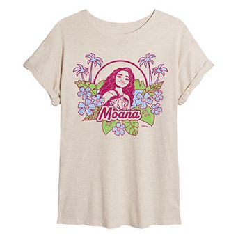 Juniors' Disney's Moana Retro Tropical Oversized Tee