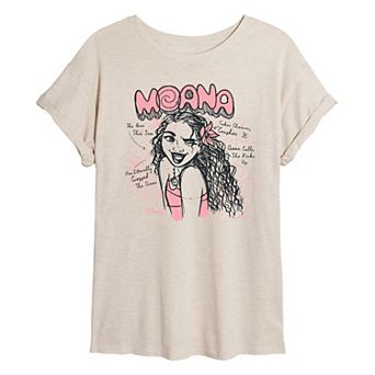 Juniors' Disney's Moana Sketch Oversized Tee