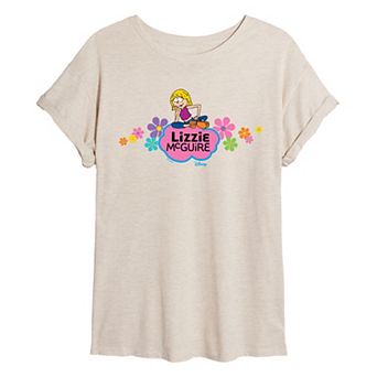 Juniors' Lizzie McGuire Flower Logo Oversized Tee