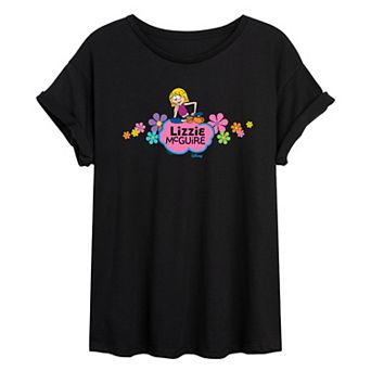 Juniors' Lizzie McGuire Flower Logo Oversized Tee