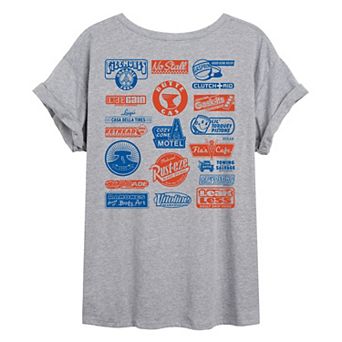 Juniors' Disney / Pixar's Cars Piston Cup Sponsors Oversized Tee