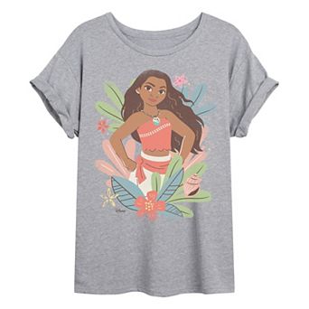 Juniors' Disney's Moana Floral Oversized Tee