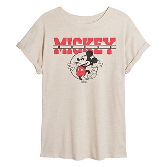 Juniors' Disney's Mickey Mouse Collegiate Oversized Tee