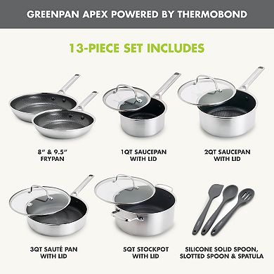 GreenPan Apex 13-pc. Hybrid Tri-Ply Stainless Steel Cookware Set