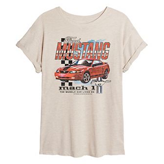 Juniors' Ford 2003 Mustang Race Distressed Oversized Tee