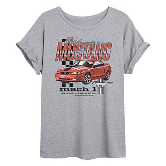 Juniors' Ford 2003 Mustang Race Distressed Oversized Tee