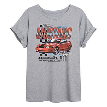 Juniors' Ford 2003 Mustang Race Distressed Oversized Tee