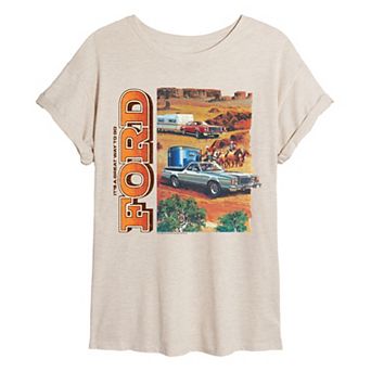 Juniors' Ford Vintage Western Scene Oversized Tee