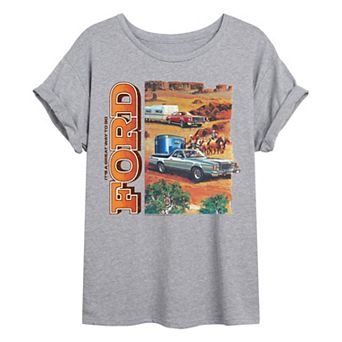 Juniors' Ford Vintage Western Scene Oversized Tee