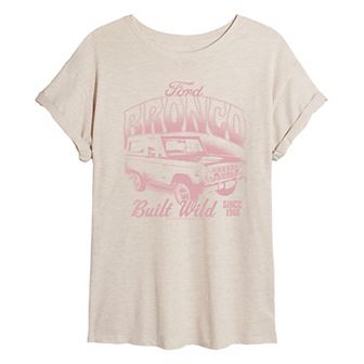 Juniors' Ford Bronco Built Wild Distressed Oversized Tee