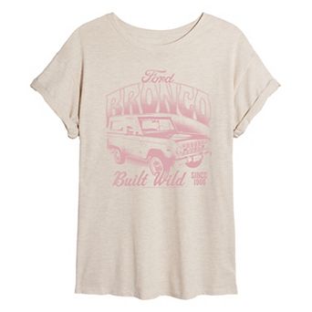 Juniors' Ford Bronco Built Wild Distressed Oversized Tee