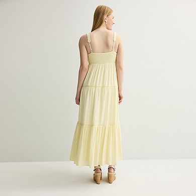 Juniors' madden girl Crochet Tier Maxi Dress with Removable Bra Cup