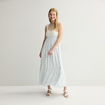 Juniors' madden girl Crochet Tier Maxi Dress with Removable Bra Cup