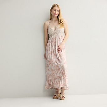 Juniors' madden girl Crochet Halter Top Tier Maxi Dress