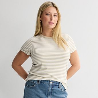 Juniors' Plus Size SO® Short Sleeve Rib Crew Top