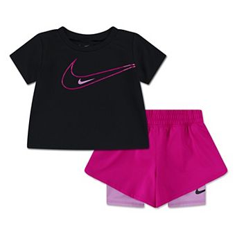 Baby Girls Nike Dri-FIT T-Shirt & Twofer Shorts 2 pc Set