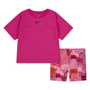 Baby Girls Nike Move With Nature T-Shirt & Dri-FIT Floral Biker Shorts 2 pc Set