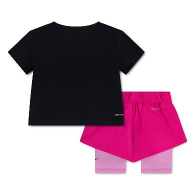 Toddler Girls Nike Dri-FIT T-Shirt & Twofer Shorts 2-Piece Set