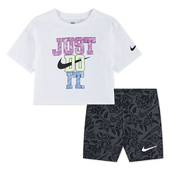 Toddler Girls Nike "Just Do It." Lace Boxy Graphic Tee & Biker Shorts 2 pc Set