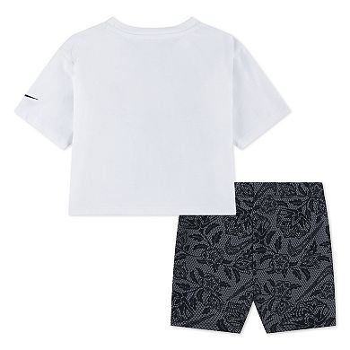 Toddler Girls Nike "Just Do It." Lace Boxy Graphic Tee & Biker Shorts 2-Piece Set
