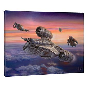 Thomas Kinkade Star Wars: The Mandalorian ‘Escort’ Gallery Wrapped Canvas 24" x 30" Wall Art