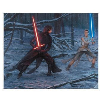 Thomas Kinkade Star Wars: The Force Awakens ‘The Duel Rey & Ren’ Gallery Wrapped Canvas 24" x 30" Wall Art