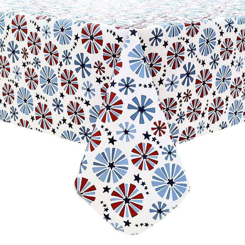 Americana Fireworks Print Tablecloth, Red White Blue