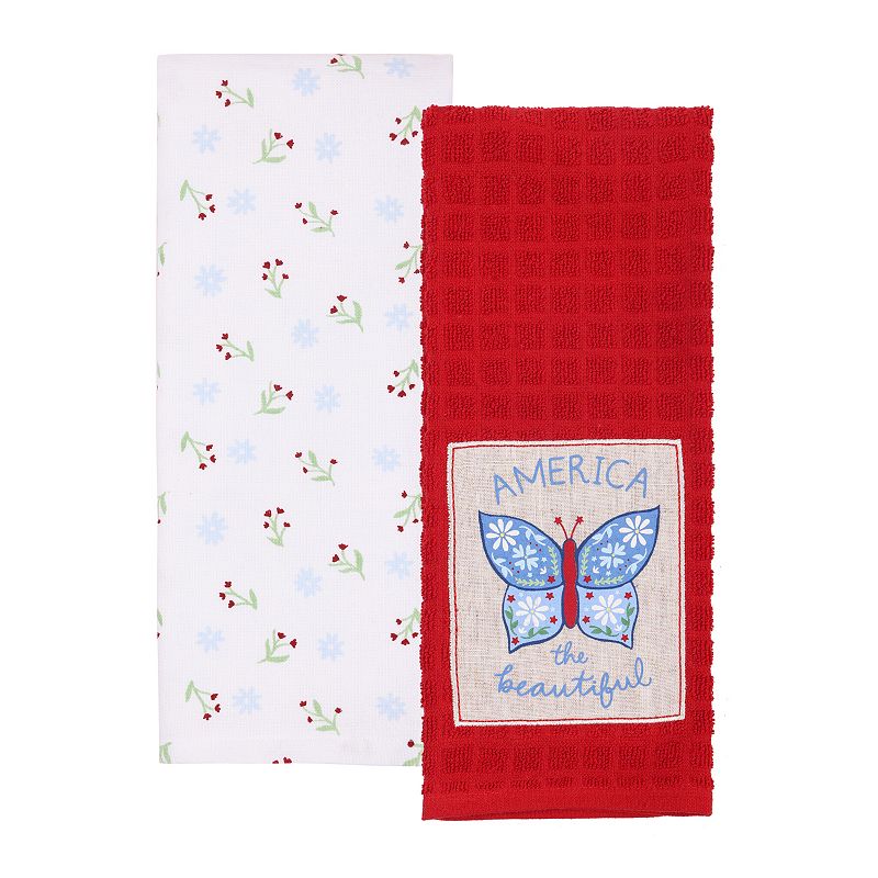 Celebrate Together™ Americana 2-pk. Butterfly Patch Kitchen Towels, Red