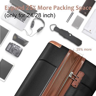 Merax Luggage Sets 3 Piece, Expandable Hard shell ABS Suitcases with Double Spinner