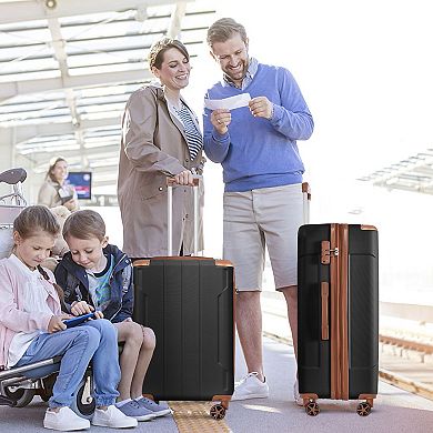 Merax Luggage Sets 3 Piece, Expandable Hard shell ABS Suitcases with Double Spinner