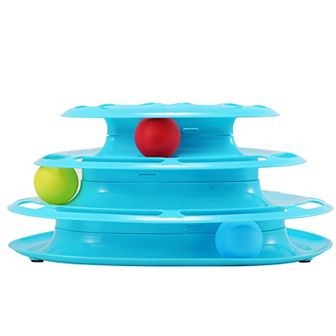 4-Layer Cat Track Tower Toy with Balls Interactive Toy with Electric Rotating Butterfly & Birds