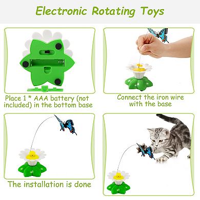 4-Layer Cat Track Tower Toy with Balls Interactive Toy with Electric Rotating Butterfly & Birds