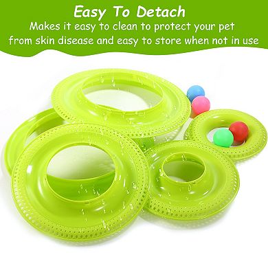 4-Layer Cat Track Tower Toy with Balls Interactive Toy with Electric Rotating Butterfly & Birds