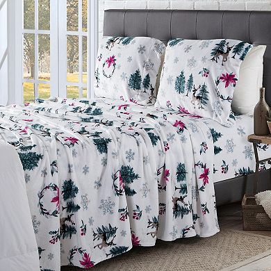 Elegant Comfort 4-Piece Holiday Christmas Velvet Plush Flannel Sheet Set