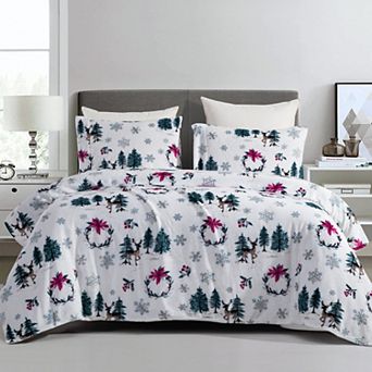 Elegant Comfort 4 pc Holiday Christmas Velvet Plush Flannel Sheet Set