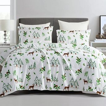 Elegant Comfort 4 pc Holiday Christmas Velvet Plush Flannel Sheet Set