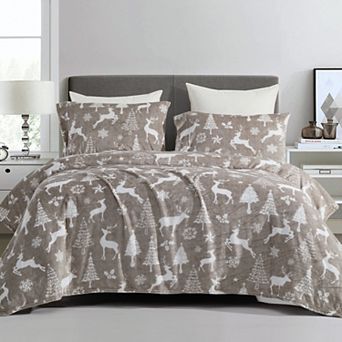 Elegant Comfort 4 pc Holiday Christmas Velvet Plush Flannel Sheet Set