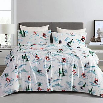 Elegant Comfort 4 pc Holiday Christmas Velvet Plush Flannel Sheet Set