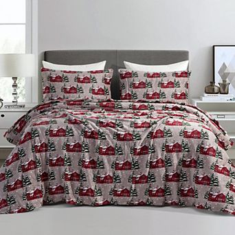 Elegant Comfort 4 pc Holiday Christmas Velvet Plush Flannel Sheet Set