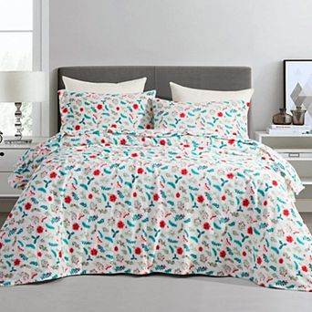 Elegant Comfort 4 pc Holiday Christmas Velvet Plush Flannel Sheet Set