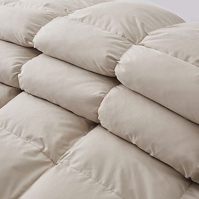 Unikome White Goose Down Fiber Comforter, Extra Warmth Fluffy Goose Down Fiber Winter Duvet Insert