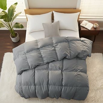 Unikome White Goose Down Fiber Comforter, Extra Warmth Fluffy Goose Down Fiber Winter Duvet Insert